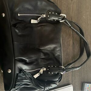B. Makowsky Black Leather Shoulder Bag
